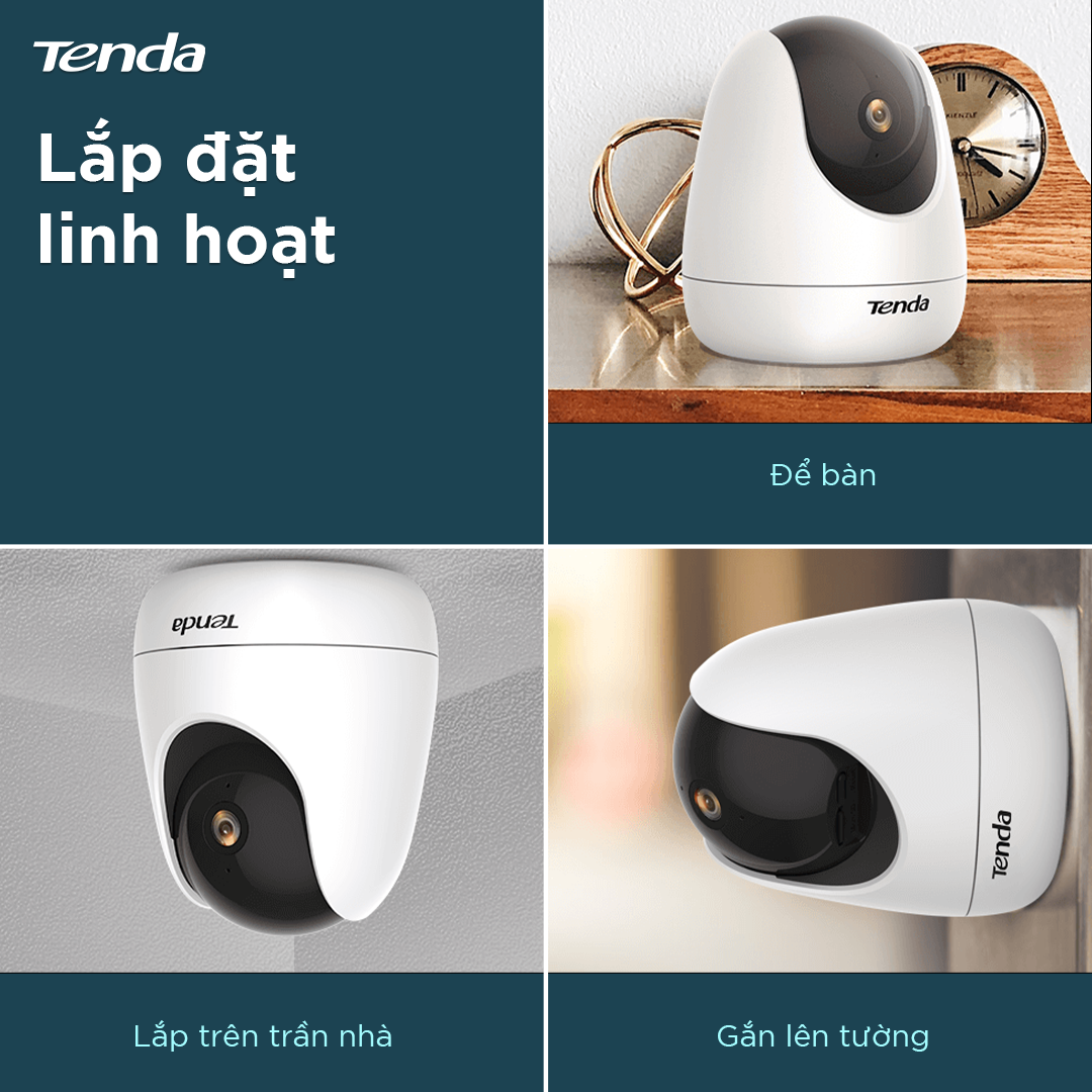 Camera IP Wifi Tenda CP6 chuẩn hình ảnh 2K xoay 360° - Hàng chính hãng