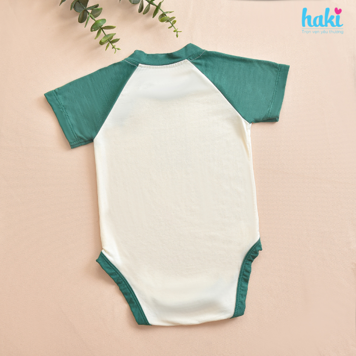 Bộ body chip cộc tay raglan vải tre cao cấp HAKI ; body cho bé trai bé gái, body suit cho bé sơ sinh BB049