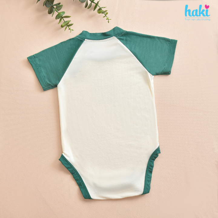 Bộ body chip cộc tay raglan vải tre cao cấp HAKI (4-12kg); body cho bé trai bé gái, body suit cho bé sơ sinh BB049