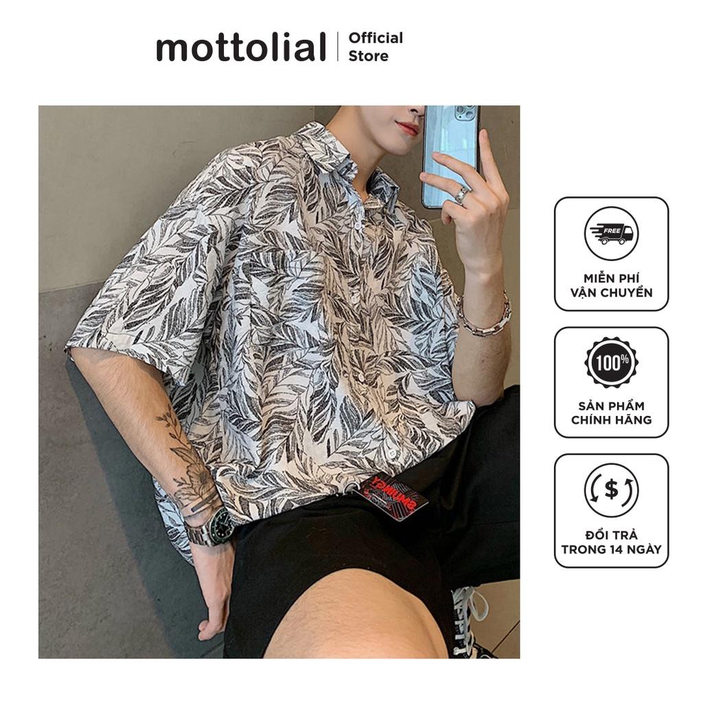 Áo sơ mi nam form rộng, tay ngắn, cổ bẻ, chất liệu vải cao cấp, kiểu dáng thời trang - Mottolial