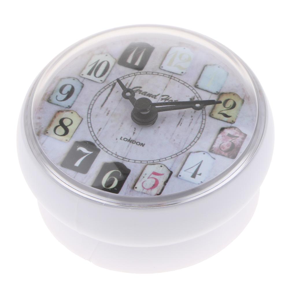 European Style Small Waterproof Round Clock for Bathroom Suction Up Mirror Window Clock, Pink/ White