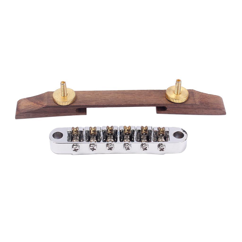 Rosewood Base with Gold Roller Saddle Bridge Tailpiece for Jazz Guitar