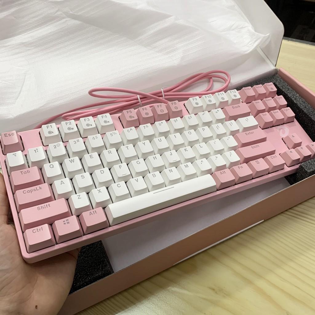 Bàn phím cơ Gaming DAREU EK87 Pink - Hồng (PINK-LED, Blue/ Brown/ Red D switch) Hàng Chính Hãng