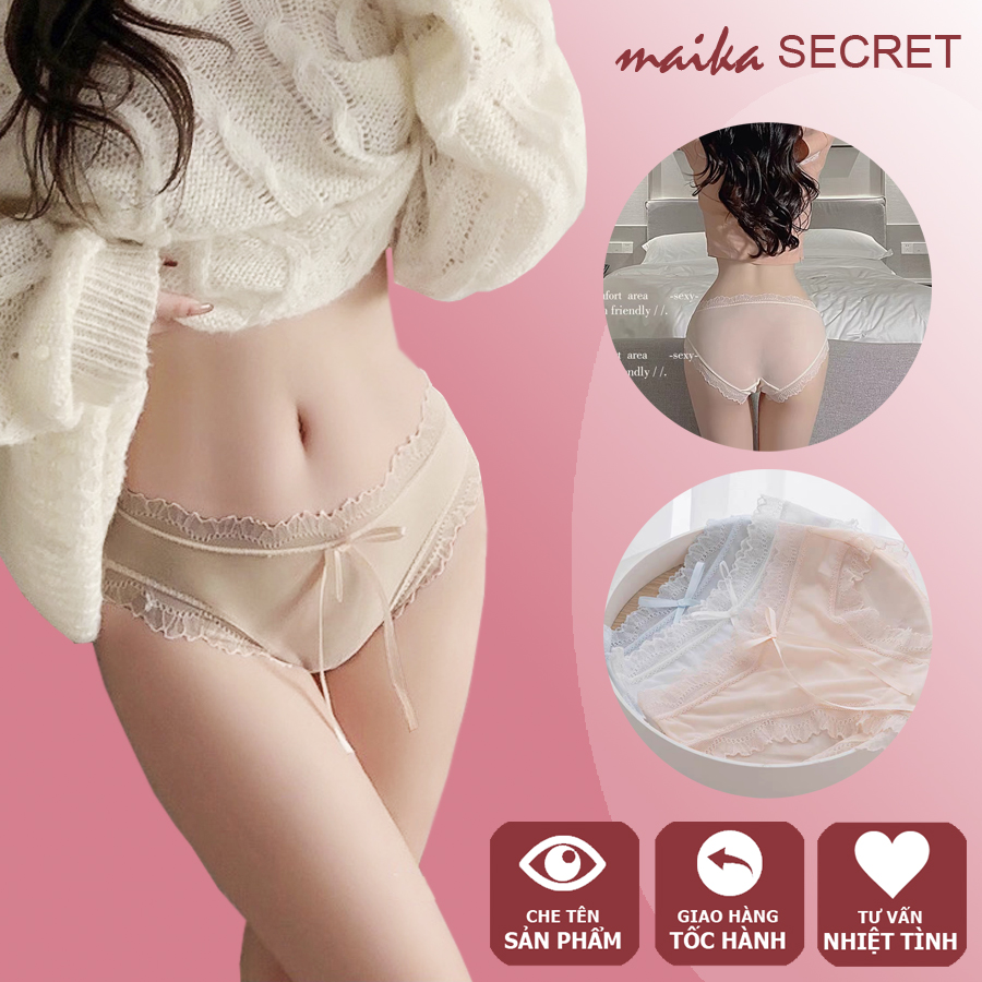 Quần lót nữ ren lưới sexy phối hoa nơ dài gợi cảm quyến rũ 1026 | Quần lót ren chất lượng cao