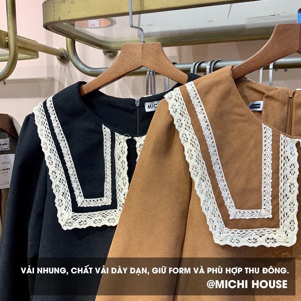 Đầm Suông Rộng Dáng Đuôi Cá Freesize MICHI House Váy Thiết Kế Dài Tay Mặc Bầu Cũng Xinh V306