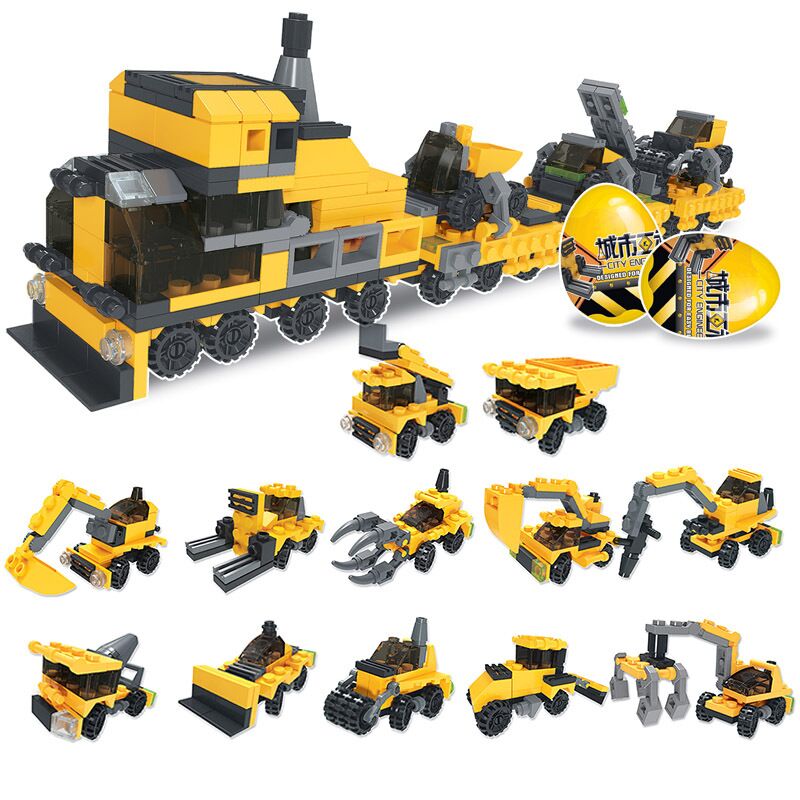 Bộ 6 Trứng Đồ Chơi Lắp Ráp Các Loại Xe Công Trường