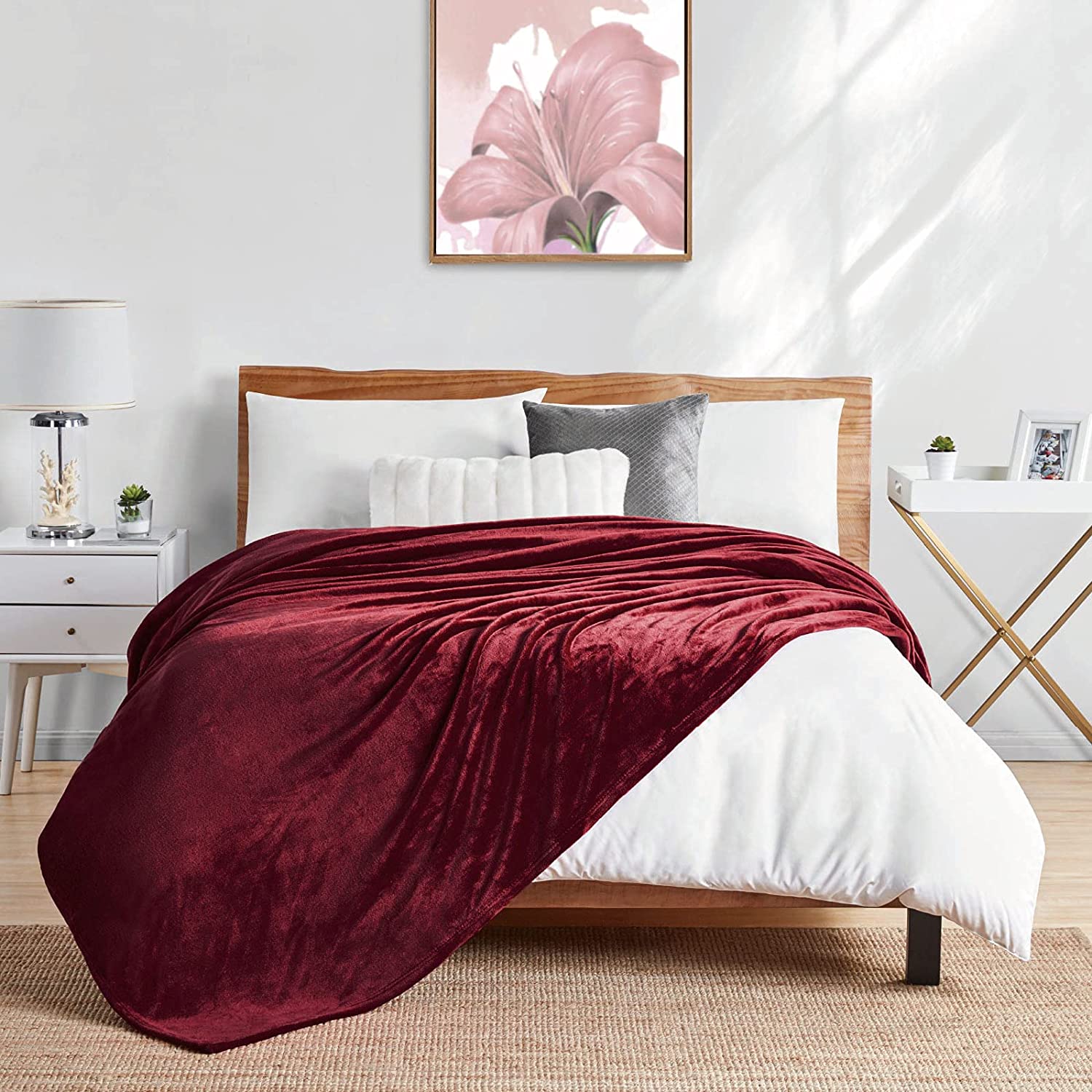 Mền lông cừu đỏ đô, nâu cao cấp A - 1m6x2m