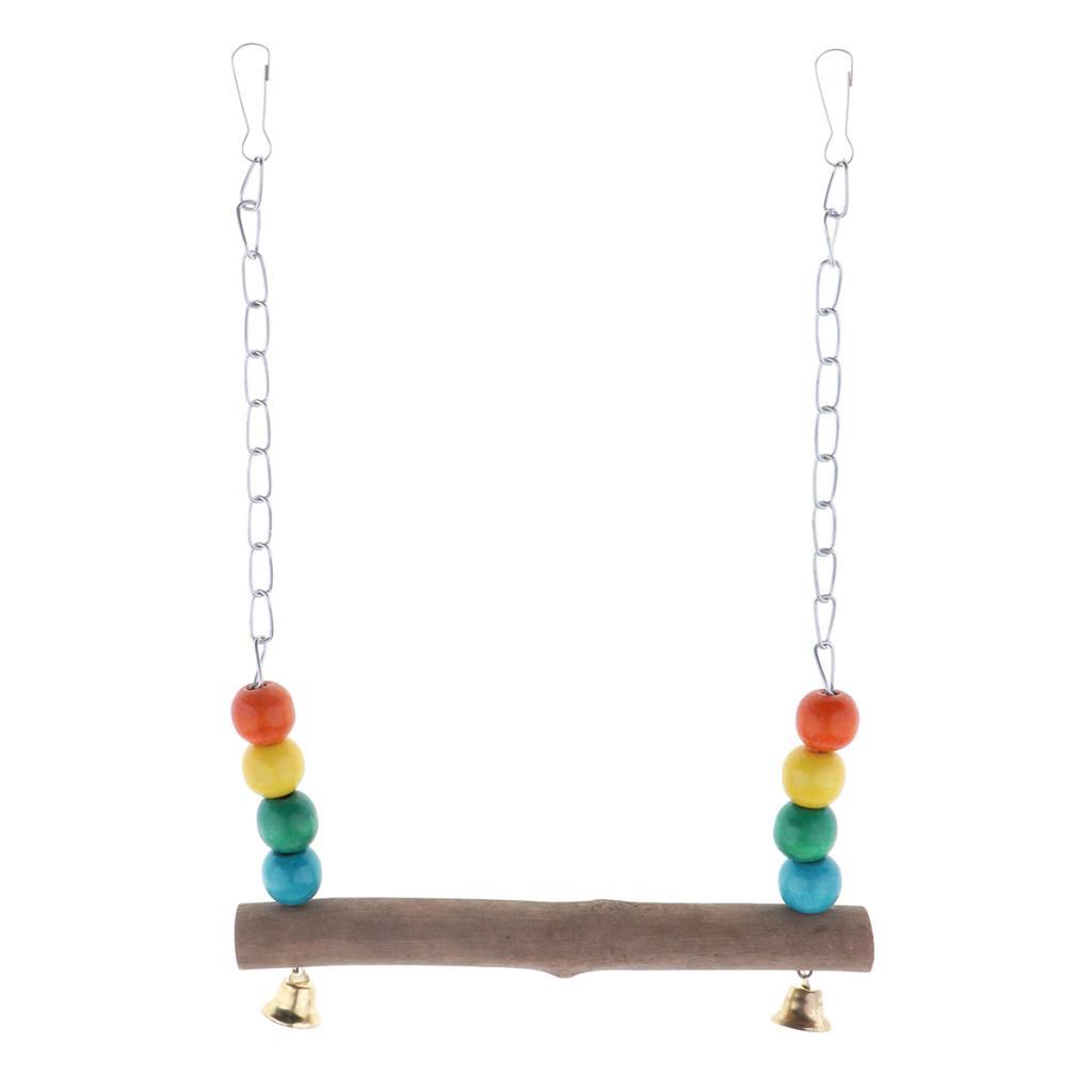 Pet Parrot Swing Wood Bird Parrot Hanging Swing Toys for Parakeet Cockatoo S