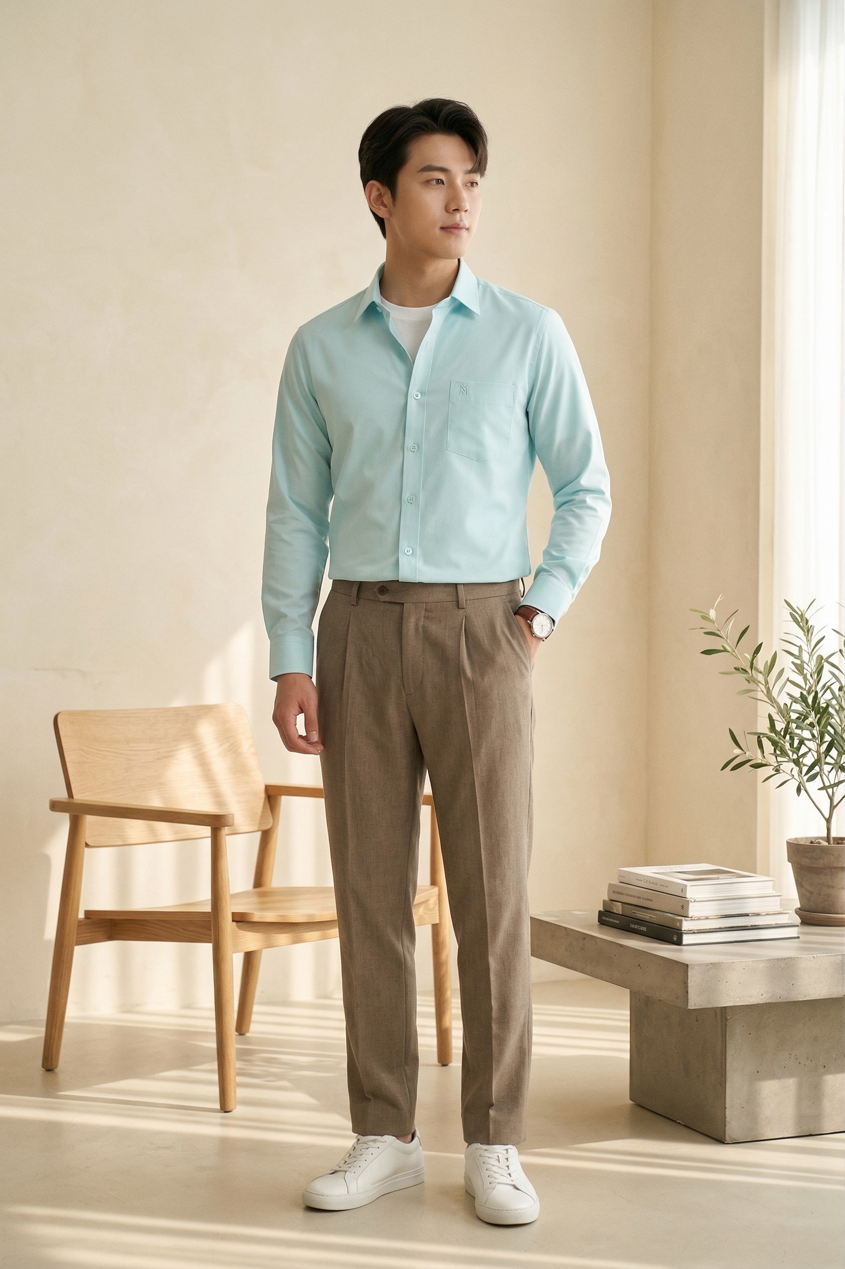 Áo sơ mi tay dài nam Khatoco(S-XL)