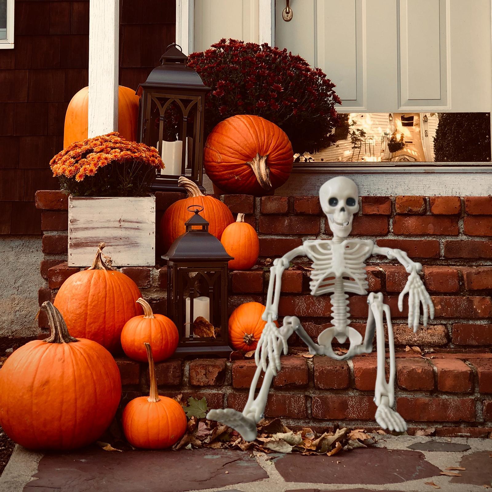 Halloween Skeleton Figurine Skull Statue Sculpture Skeleton Ornament for Halloween Party Holiday Lawn Indoor Outdoor Backyard