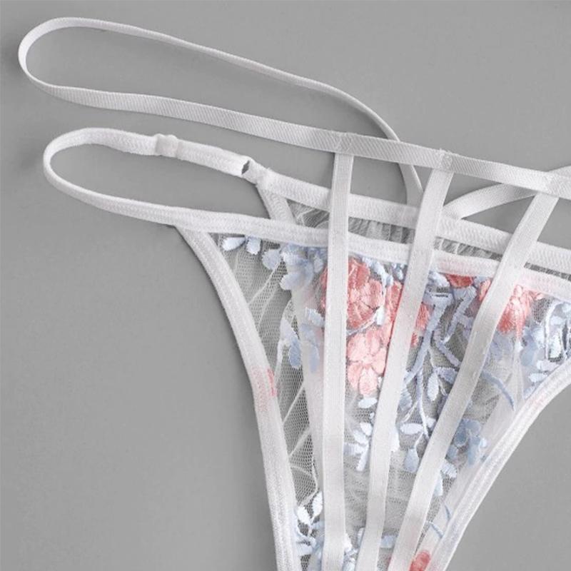 ADULOTY Ren Hoa Thêu Caged Áo Bralette Áo Lót Nữ Mới Quyến Rũ Áo Ngực Trong Suốt Lưới Quần Lót Nữ Váy Ngủ Và Thông