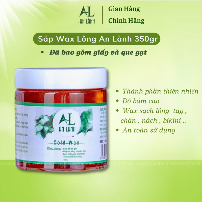 Cold wax an lành - Wax lông - Tẩy lông - Tặng 50 tờ giấy và 2 que wax Combo Set Sáp Triệt Lông Vĩnh Viễn Nách Tay Chân Lưng Ria Mép Bikini Ngực 350Gr 100% Thiên Nhiên