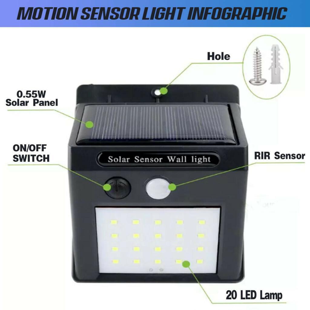 10xSolar Lights Outdoor Waterproof Solar Wall Lamp for Garden Pathway 30 LED