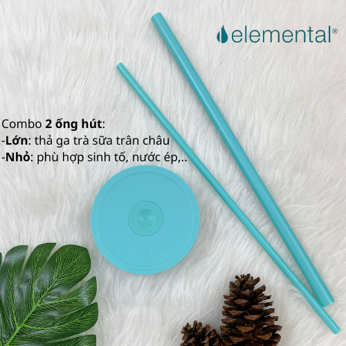 Ly giữ nhiệt Commuter Elemental 1180ml màu xanh lam thép không gỉ có tay cầm combo ống hút trân châu