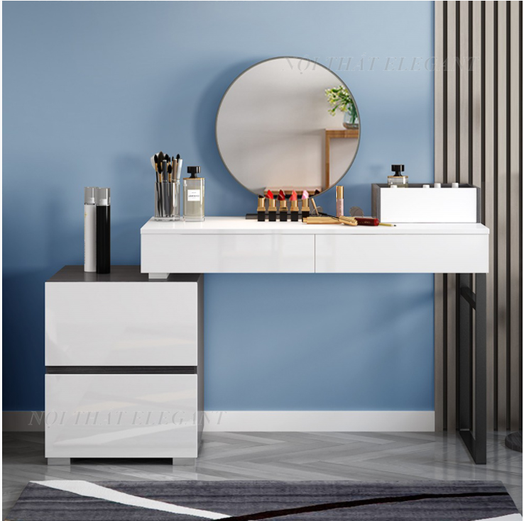 Bộ bàn trang điểm cao cấp Vanity, kiểu dáng hiện đại, cá tính , sản phẩm bao gồm gương và ghế kèm theo – EL-TD06