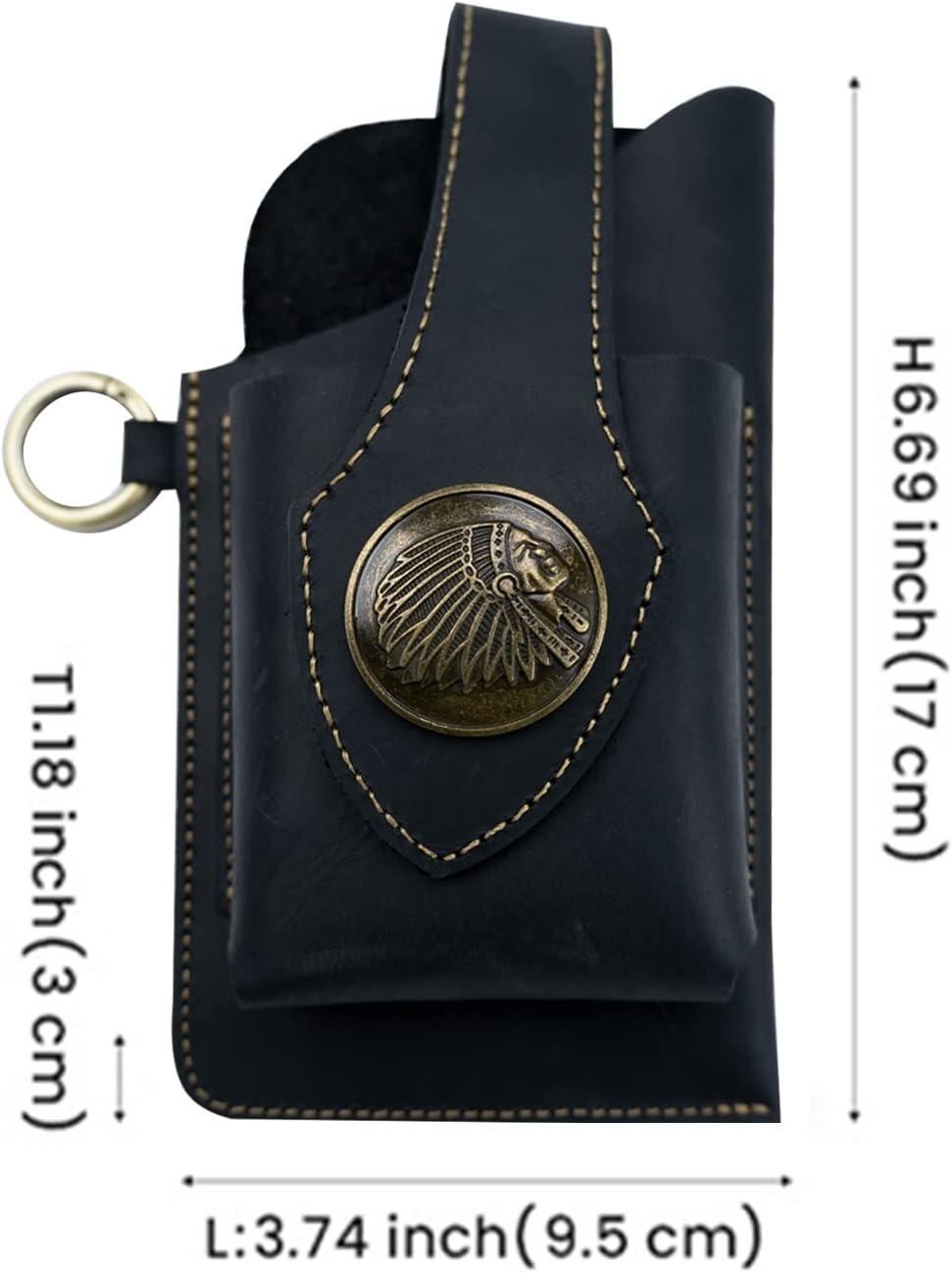 Túi thắt lưng điện thoại di động bằng da đa chức năng cho nam, quà tặng cho cha (màu đen)