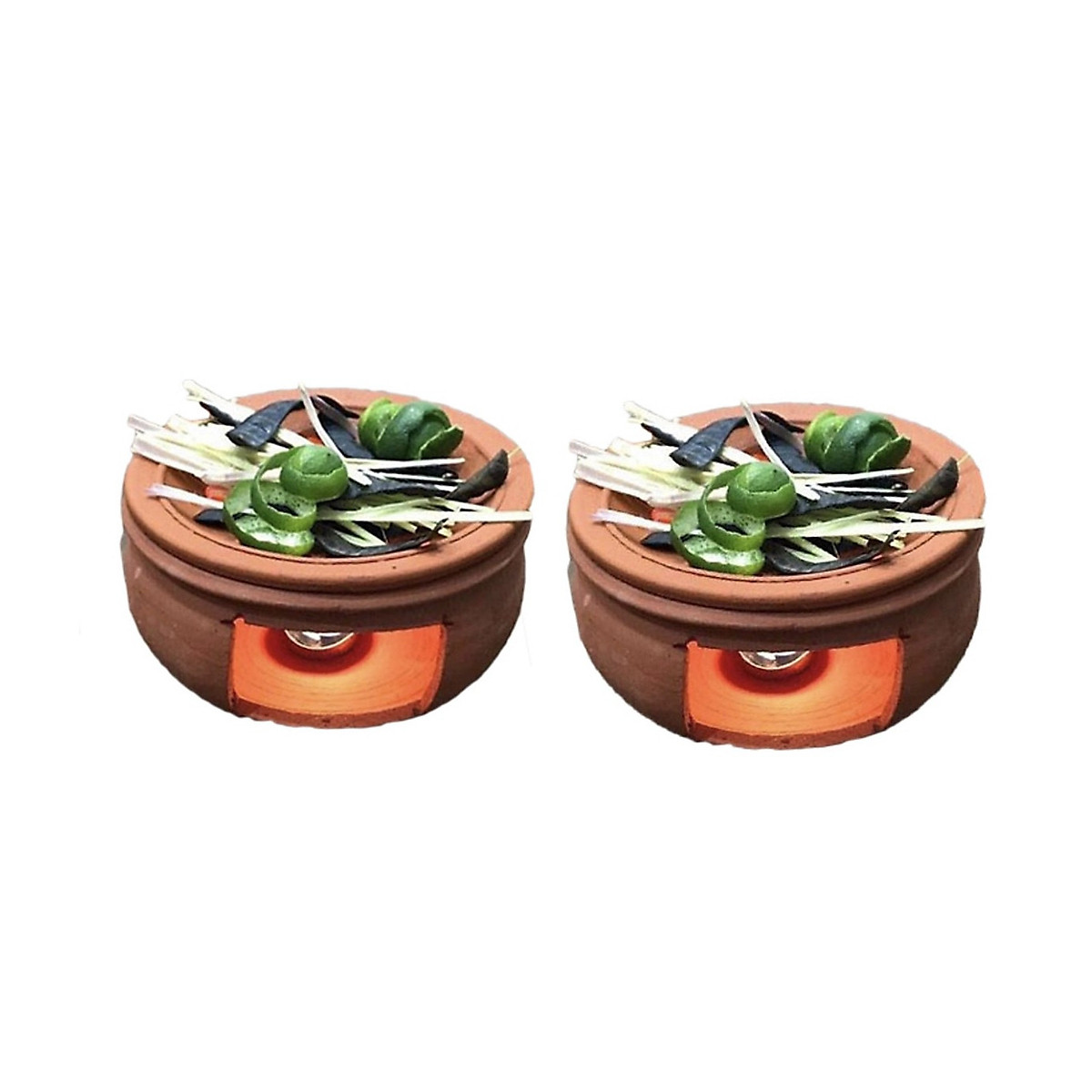 Combo 2 chiếc bếp đất nung xông bồ kết quả chanh xã tươi KH316