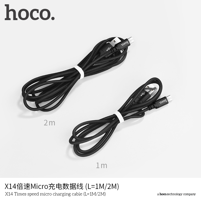 Cáp sạc chính hãng Hoco X14 dài 2m dây siêu bền chất lượng cao cho điện thoại iphone / samsung - hàng chính hãng