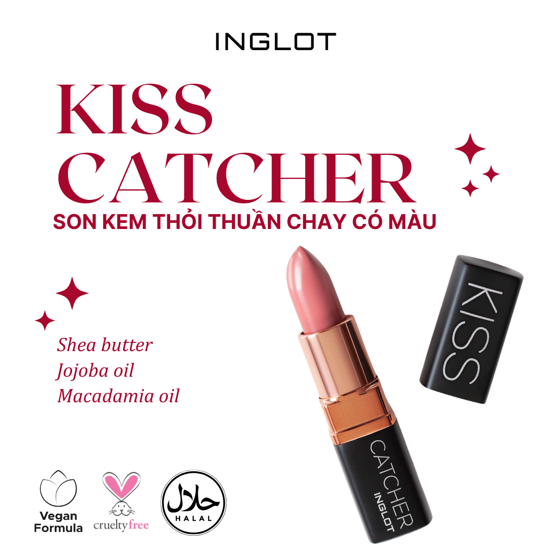 Son Kem thỏi thuần chay dưỡng ẩm căng bóng môi Kiss Catcher Lipstick Inglot 4.5g