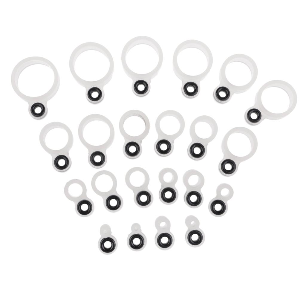 22Pcs Silicone and Ceramic Fishing Rod Guides Repair Kit Rod Tip Eye Rings
