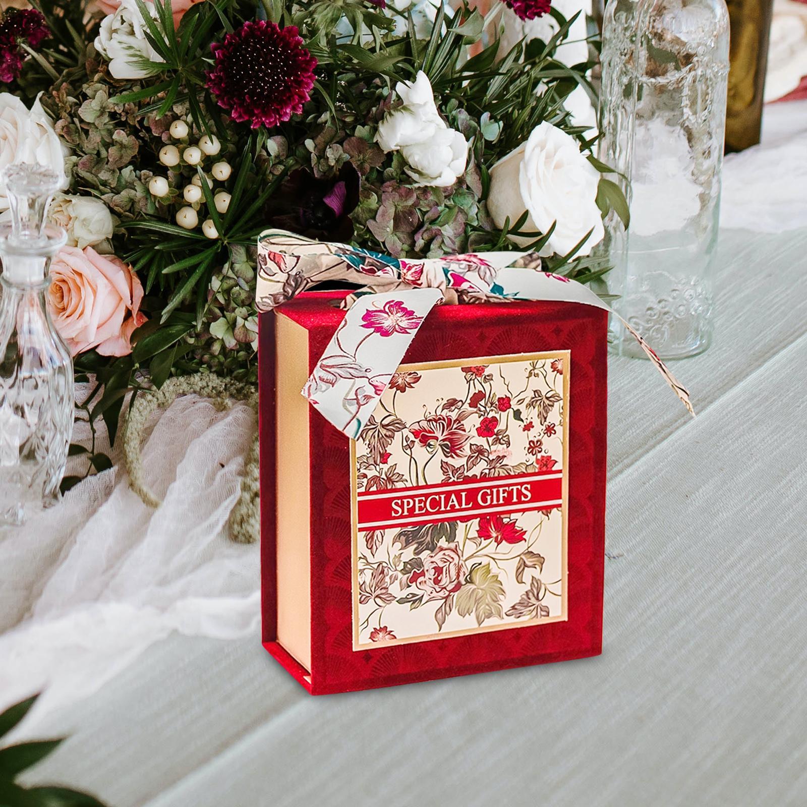 Wedding Candy Box, Candy Box Banquet Exquisite Gift Box with Ribbon, Wedding Favor Box for Mother's Day Party Graduation Table Decoration