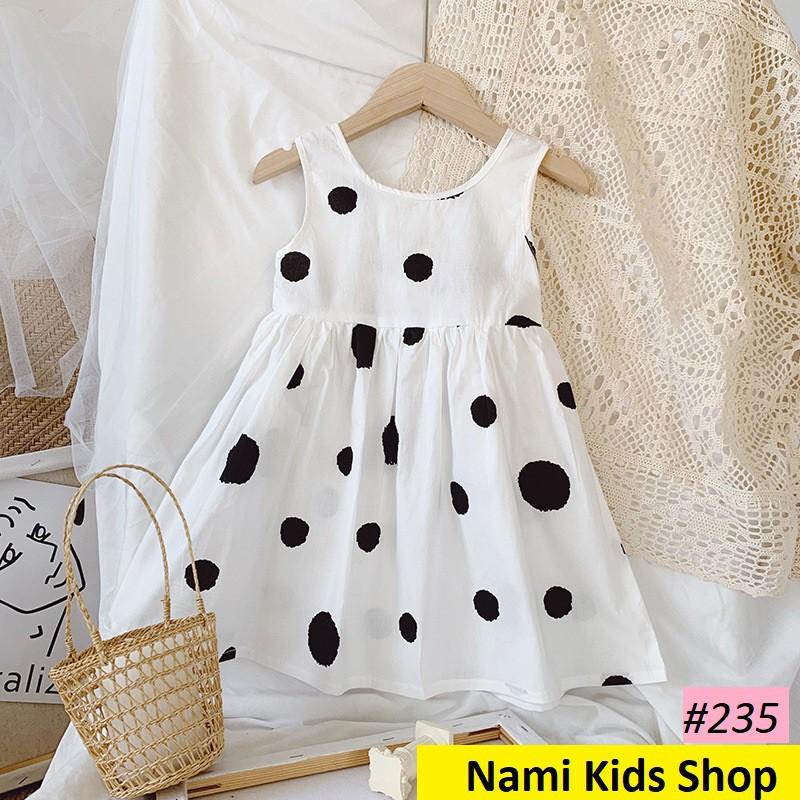 Váy kiểu sát nách họa tiết chấm bi sz 13-20kg hàng Quảng Châu cao cấp cho bé