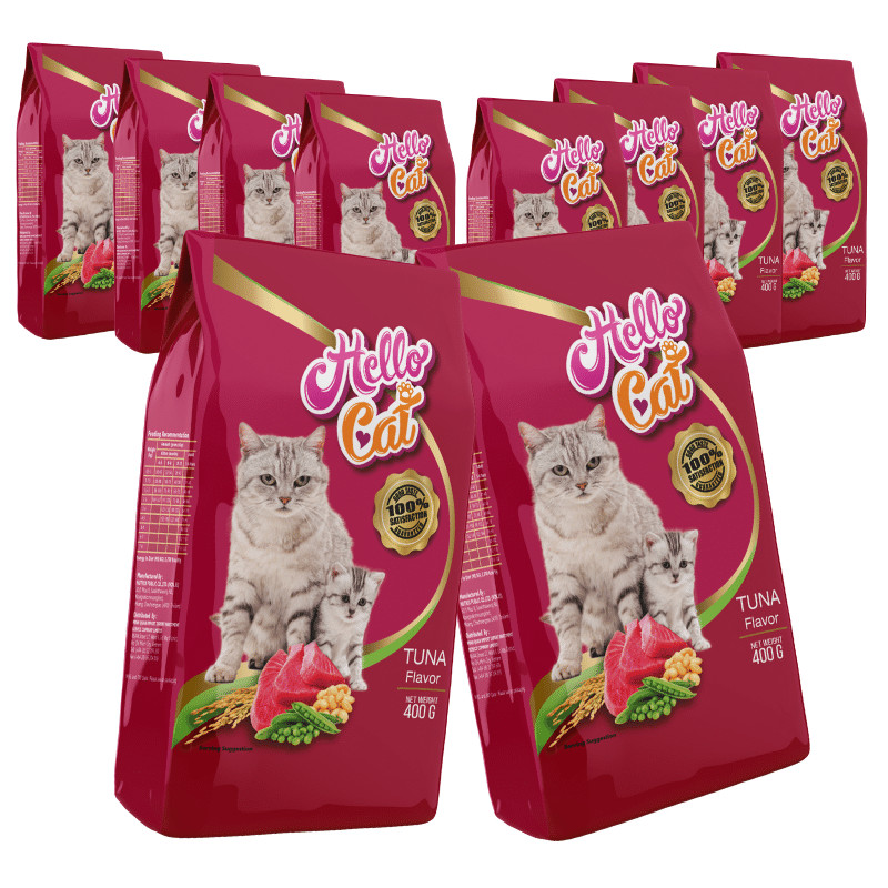 ( Combo 10 Gói ) Thức Ăn Cho Mèo Vị Cá Ngừ - Hello Cat Tuna 4KG ( 400g x 10Gói )