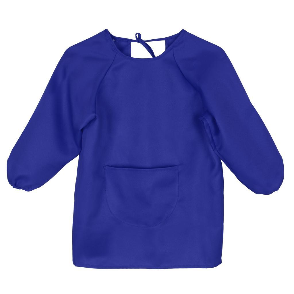 Childrens Waterproof Long Sleeve Apron Smock  Painting Blue - S