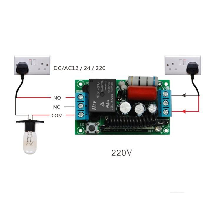 Mạch công tắc điều khiển từ xa 1 cổng học lệnh RF 3 chế độ 220VAC
