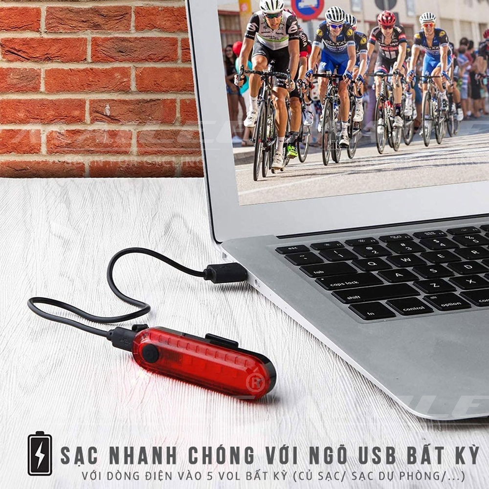 Đèn Hậu Phía Sau Xe Đạp USB 056ML 50 Lumens (4 chế độ màu đỏ) Sạc Lại Phù Hợp Với Mọi Loại Xe Đạp/Mũ bảo hiểm Dễ Dàng Lắp Đặt Mai Lee