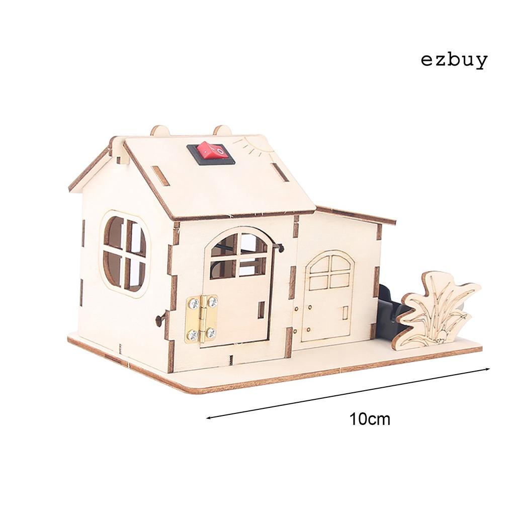 EY-Wooden Puzzle Educational Luminous Handcraft Solar House Model Puzzle Toy for Children