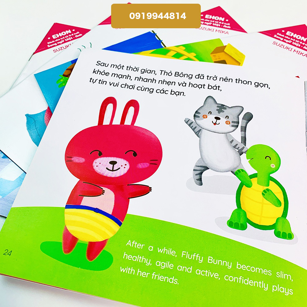 Sách - Ehon Thỏ Bông Bộ Sách Nuôi Dưỡng Tâm Hồn Cho Bé Song Ngữ Anh Việt - bộ 5 cuốn