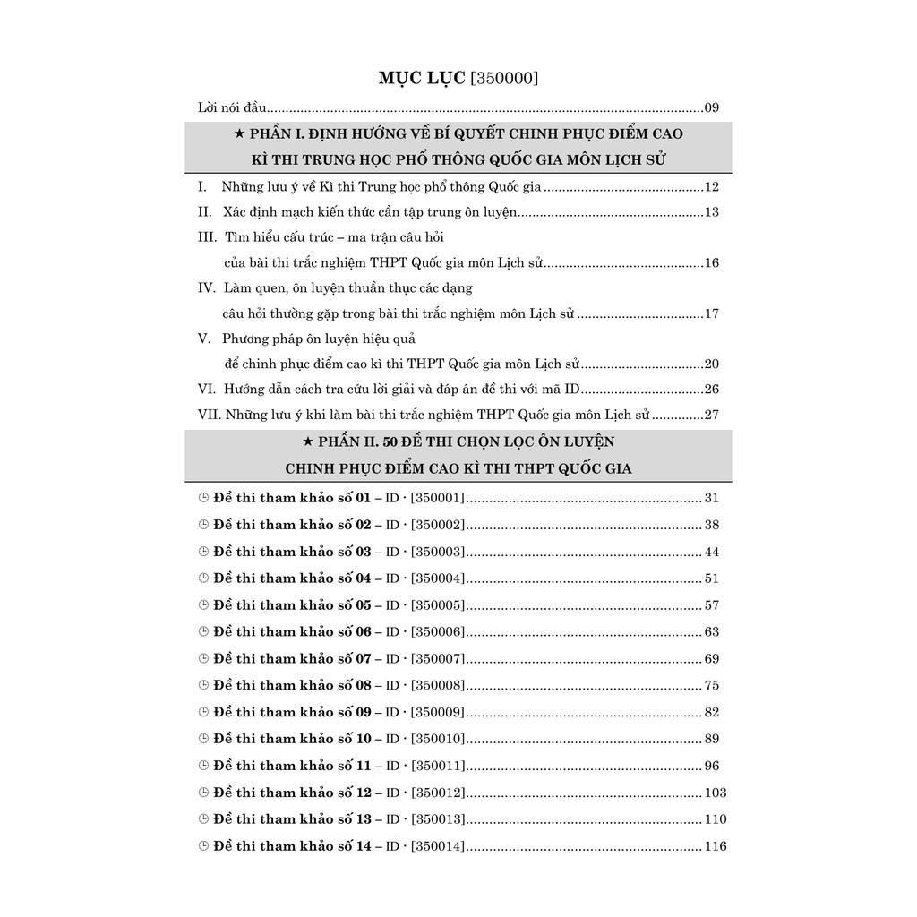 Sách ID luyện đề Sử: 50 Đề thi chọn lọc chinh phục điểm cao kì thi THPT QG 2021 môn Lịch sử