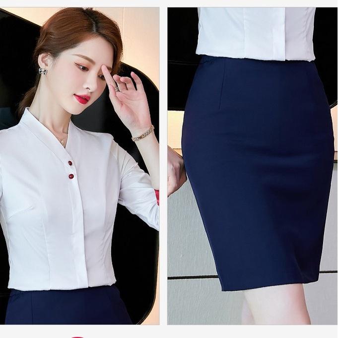 Chân Váy Công Sở Ôm Ngắn Trên Gối Dáng Bút Chì Lưng Thun Cạp Cao Xẻ Sau CHIPY Màu Xanh Vintage Ulzzang Hàn Quốc Tutu 033