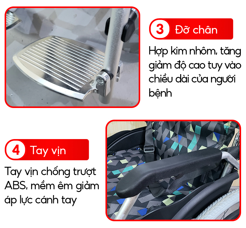 Xe lăn khung nhôm NIKITA, Trọng lượng nhẹ, kích thước xếp gọn siêu nhỏ, có quai xách để xách tay - NIKITA BH 12T