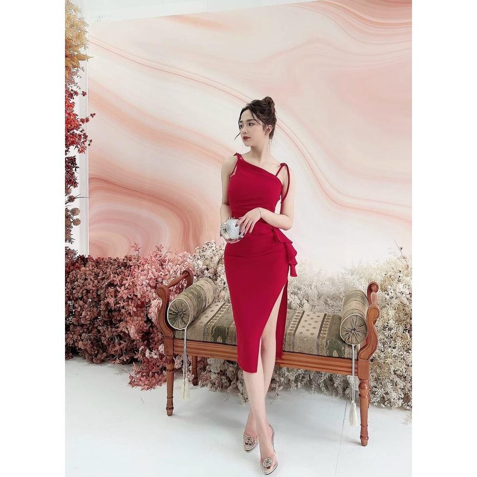 Đầm váy nữ body lệch vai nhún eo 4 màu sắc sang chảnh giúp nàng nổi bật dạ tiệc, dự tiệc cưới.
