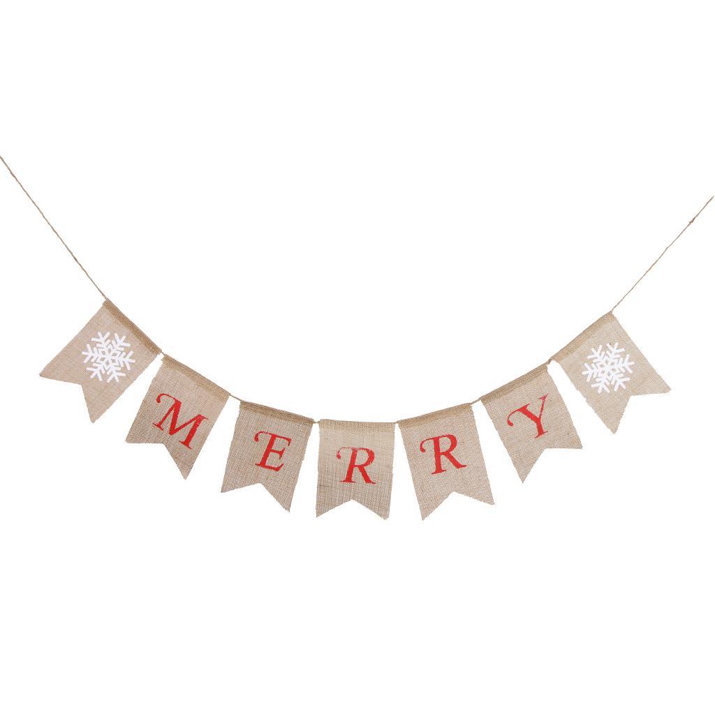 Burlap Bunting Xmas Banner Merry