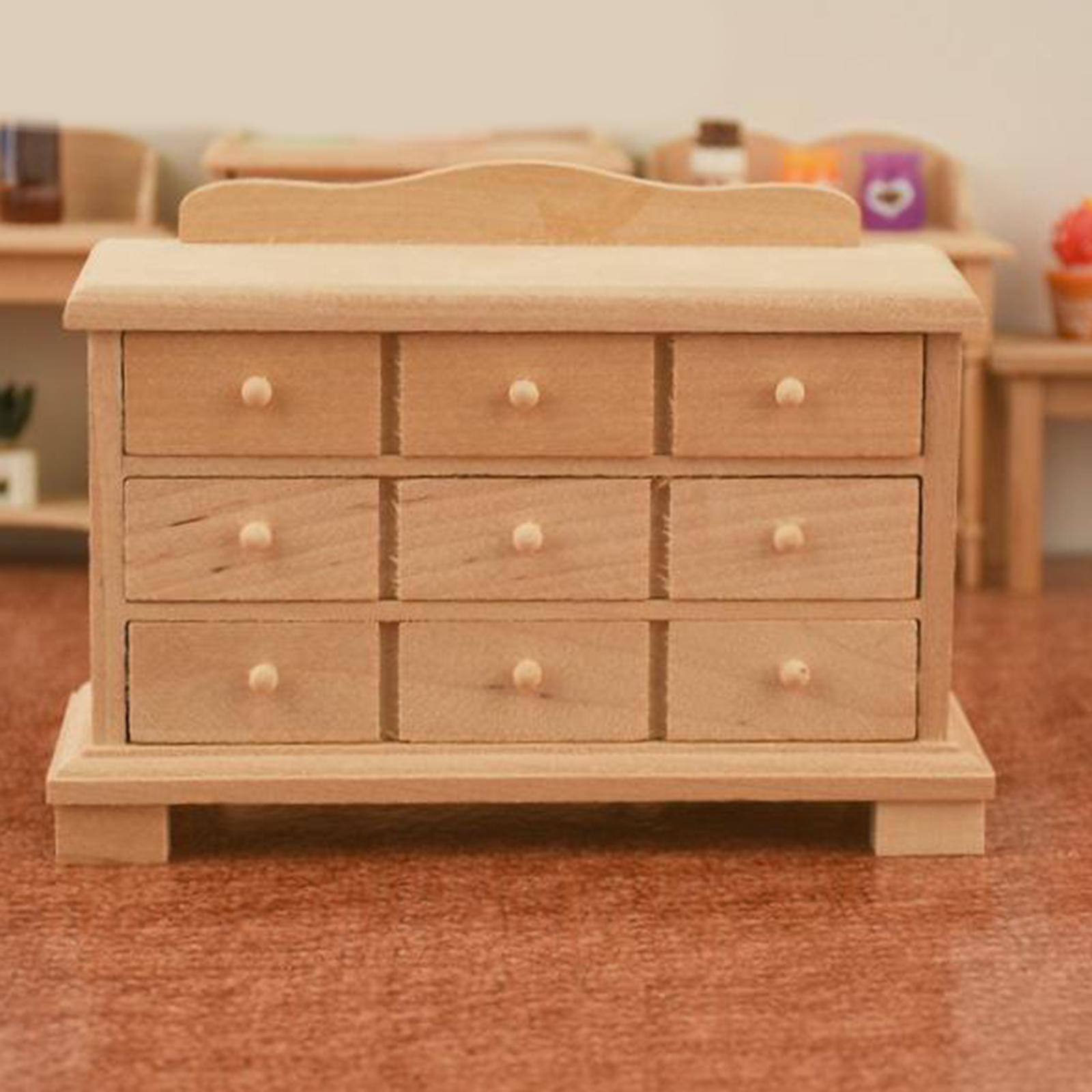 1/12 Doll House Wood Cabinet Model Baby Doll Living Room Scenery Ornaments
