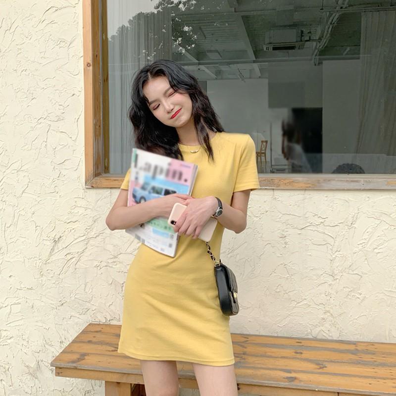 Đầm chữ A cổ tròn tay ngắn thời trang cho nữ