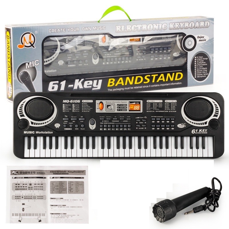 BỘ ĐỒ CHƠI ĐÀN PIANO ĐIỆN TỬ KÈM MIC HÁT CAO CẤP VỚI 61 PHÍM CHO BÉ VỪA HỌC VỪA CHƠI - ĐỒ CHƠI ÂM NHẠC CHO BÉ TRAI VÀ BÉ GÁI MẪU MỚI