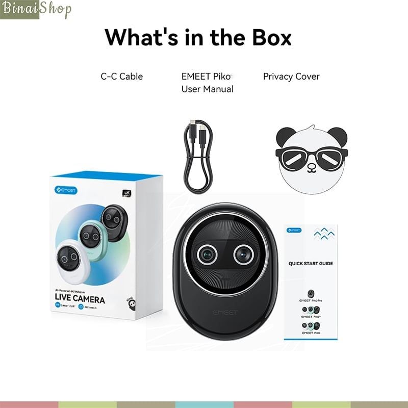 Emeet Piko 4K – Webcam UHD-4K AI, Mic 3 Chế Độ, Tự Động Lấy Nét Dành Cho Dạy Học, Họp Online, Livestream - Hàng chính hãng