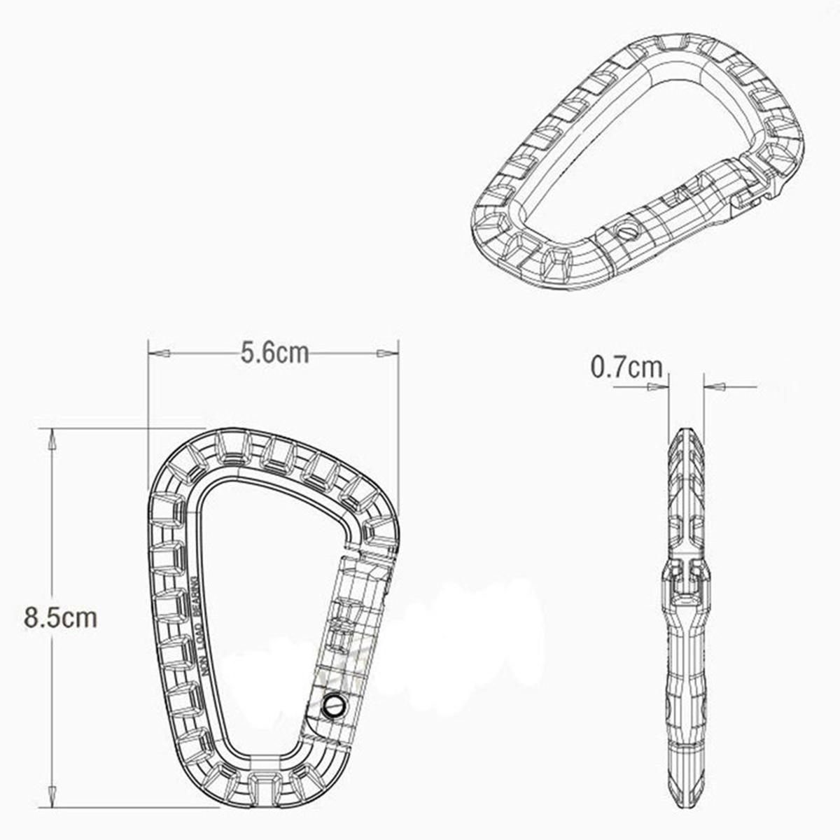 5 Pcs/pack Plastic Climbing Carabiner D-Ring Key Chain Clip Hook Camping Buckle Snap