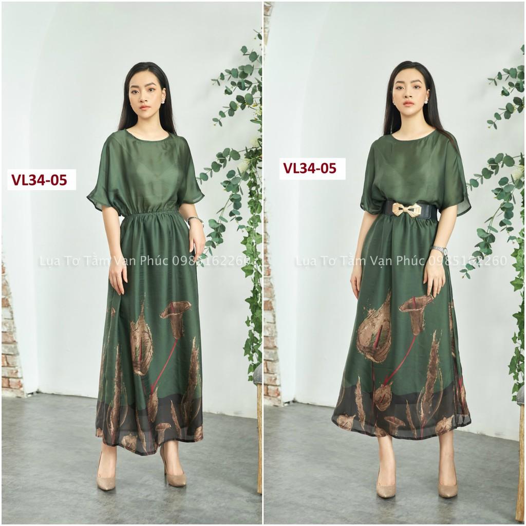 Váy Lụa In Hoa 3D Cao Cấp