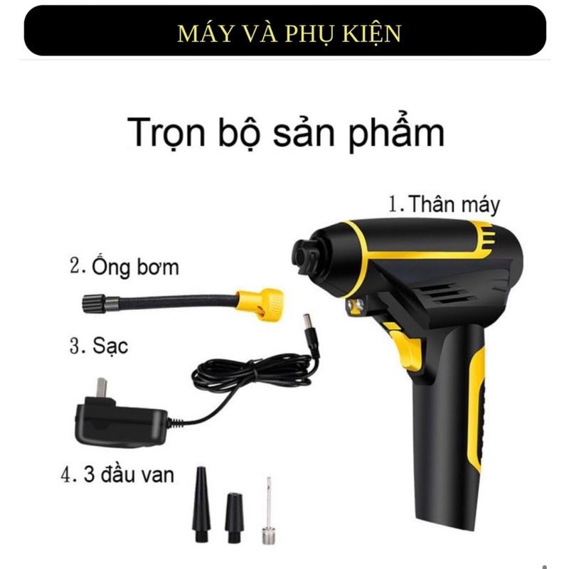 Máy Bơm Ô Tô Xe Máy, Xe Đạp Không Dây Cầm Tay AIR PUMP - Áp suất lớn Pin Sạc 2200mAh màn hình LED tự ngắt khi đủ áp suất