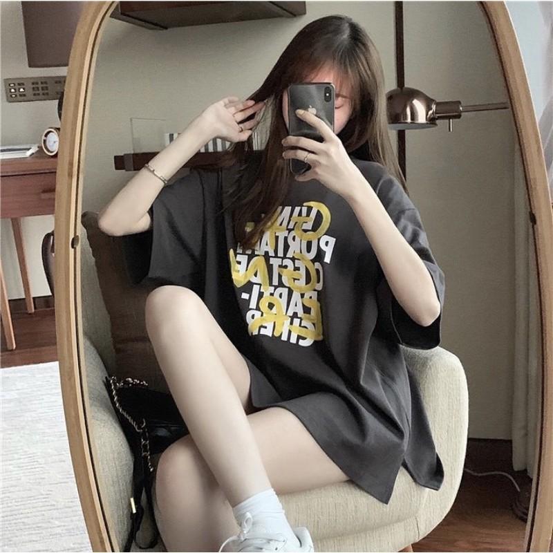 ÁO THUN XÁM HOẠ TIẾT TYPO TAY LỠ FREESIZE