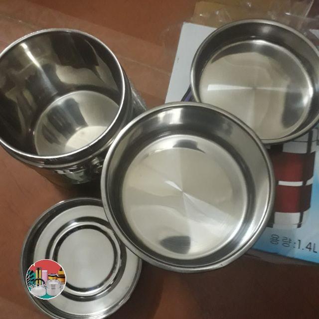 Cặp lồng giữ nhiệt 3 ngăn 100% inox đẹp 1.4L