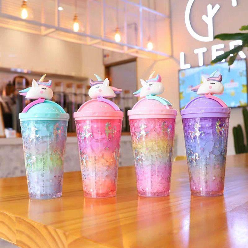 LY GIỮ NHIỆT 2 LỚP HÌNH UNICORN CÓ ỐNG HÚT DẺO