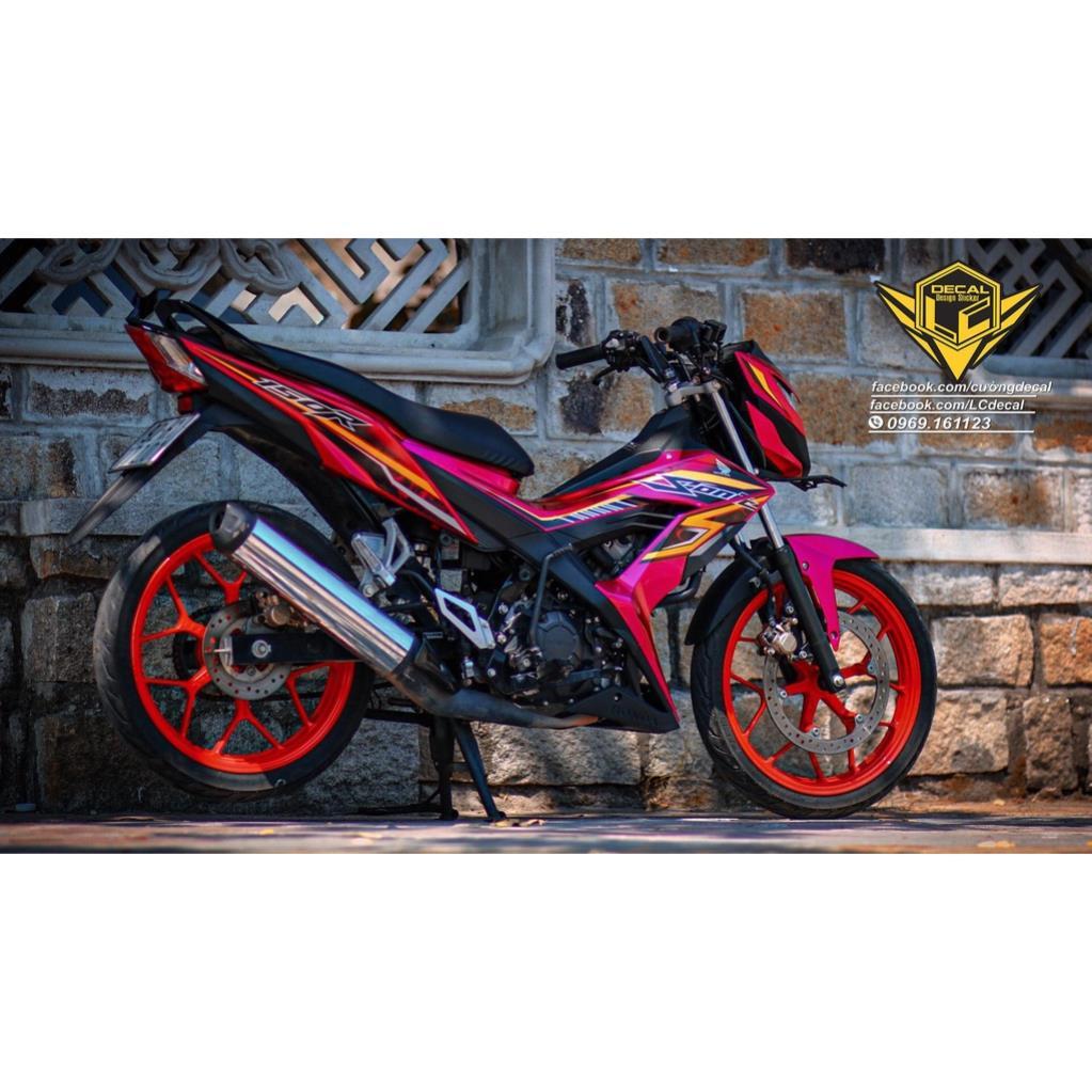 Bi Decal TEM RỜI Sonic hồng mẫu chỉ vàng đen nổi bật - tem in 3 lớp cao cấp