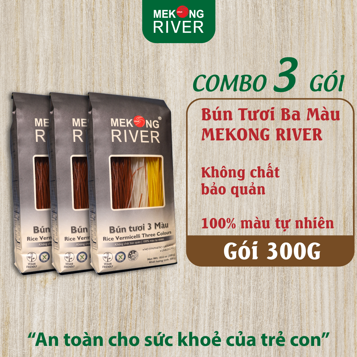 Combo 3 túi Bún Tươi 3 màu 300g