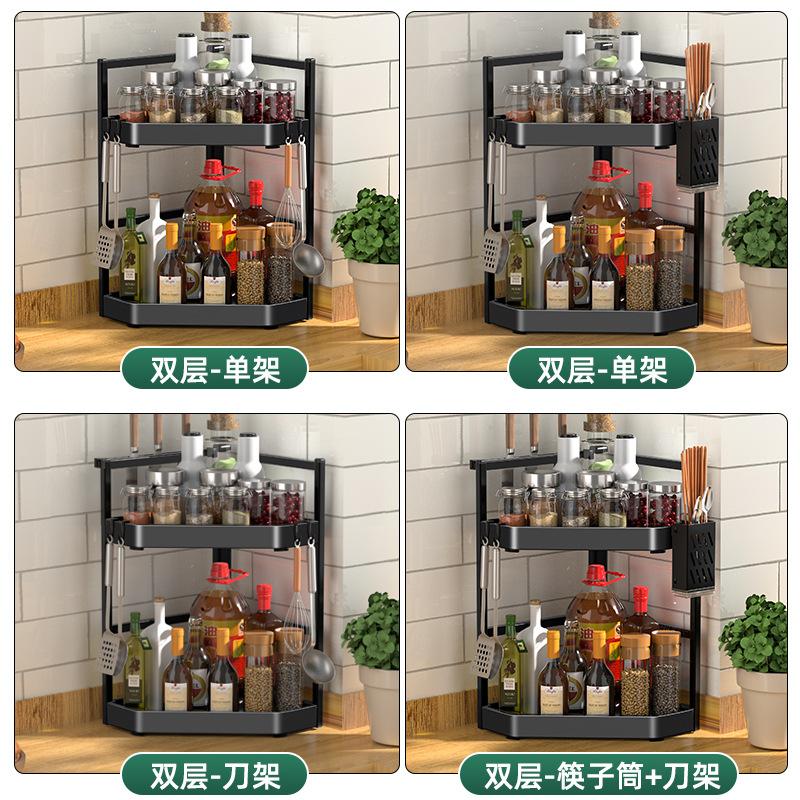 Phong cách mới nhất nhà bếp gia vị giá lưu trữ mặt bàn tam giác móc treo góc góc mặt dây chuyền góc treo tường lưu trữ miễn phí đấm kệ